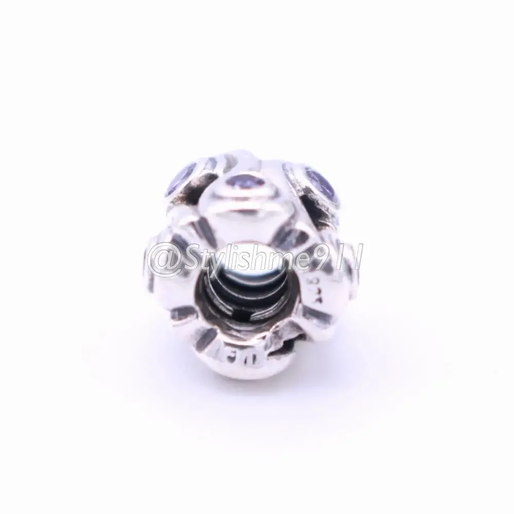 Authentic PANDORA Retired Ocean Wave with Purple CZ Charm